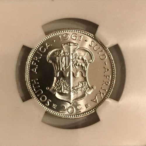 South Africa NGC 1961 20c Twenty Cent High Grade Proof