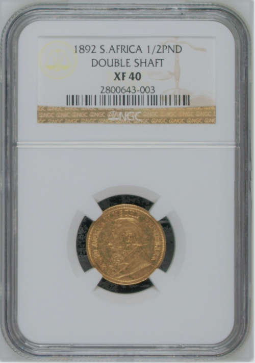 South Africa 1892 half Pond Paul Kruger pre Boer War ZAR gold coin