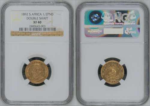 South Africa 1892 half Pond Paul Kruger pre Boer War ZAR gold coin