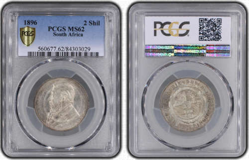 South Africa 1896 Florin 2 Shilling Paul Kruger pre Boer War ZAR MS62