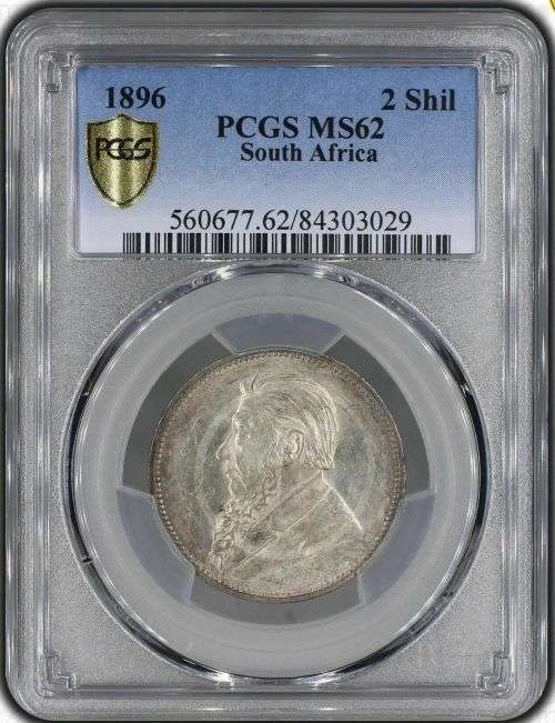 South Africa 1896 Florin 2 Shilling Paul Kruger pre Boer War ZAR MS62