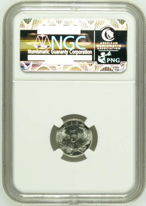 South Africa 1896 3 Pence Paul Kruger pre Boer War ZAR MS64