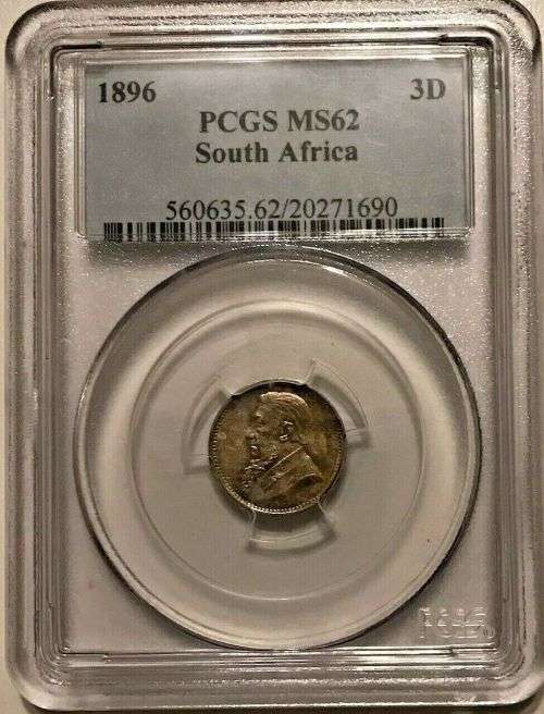 South Africa 1896 3 Pence Paul Kruger pre Boer War ZAR MS62