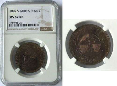 South Africa 1892 Penny Paul Kruger pre Boer War ZAR MS62