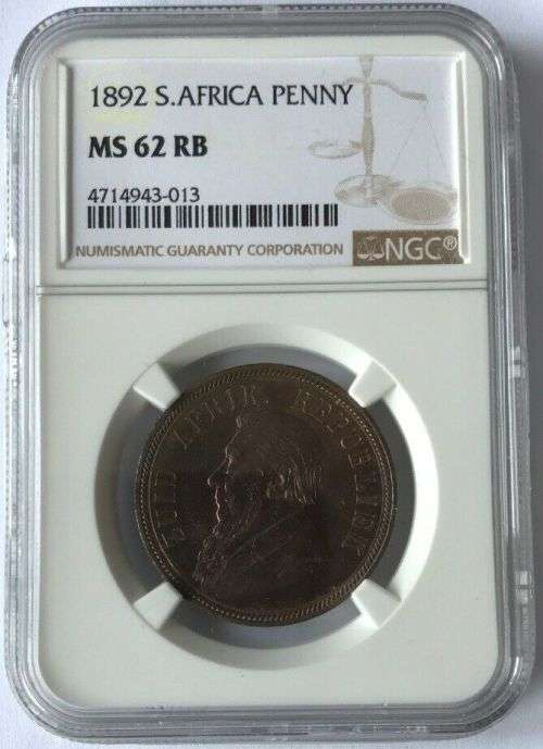 South Africa 1892 Penny Paul Kruger pre Boer War ZAR MS62