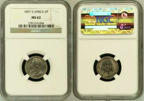 South Africa 1897 6 Pence Paul Kruger pre Boer War ZAR MS62