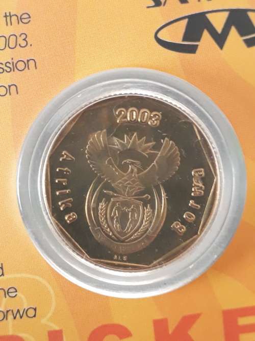 2003 CRICKET WORLD CUP CRICKET COIN AND CARD STILL SEALED