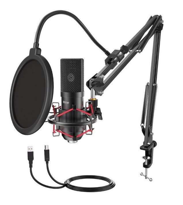 Fifine T732 Usb Condensor Microphone With Arm Desk Mount Kit  Black