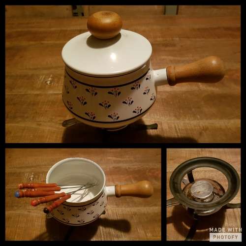 Vintage Enamel Fondue Set