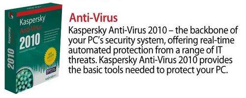 *** Kaspersky Anti-Virus 2010 *** PLUS FREE 2011 UPGRADE - 1 User