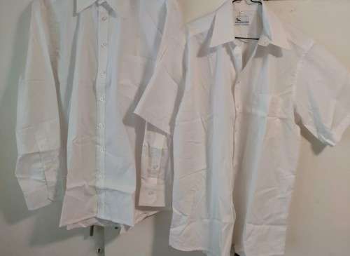 26 X NEW White SHIRTS | BOTH M + F | DIFFERENT SIZES | S + L SLEEVE