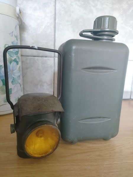 1940 Military Flashlight & 2LT Water Bottle