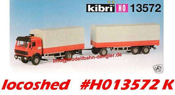 1in87 H0 scale MB tarped Truck + Trailer Rig 210x32x45mm NEW assembly KIT  #H013572Kibri