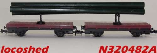 N gauge Double Swivel Clamp Cargo Retainer Set w pipes orig.boxed (2 x 2-axle/135mm) N320482A L.LIMA