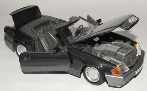 Mercedes-Benz 500 SL cabrio 1989 black, pre-owned, unboxed, collector top condition Ub24-006