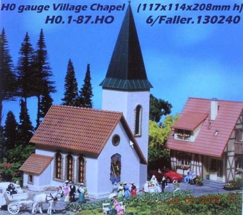 H0 gauge Village Chapel (117x114x208mm h) building kit, H0.1-87.HO 6/Faller.130240