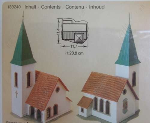 H0 gauge Village Chapel (117x114x208mm h) building kit, H0.1-87.HO 6/Faller.130240