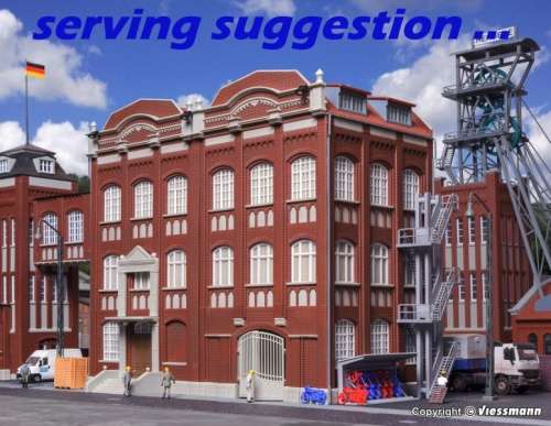 H0 gauge Mine Management Offices + Workshop (270x150x220mm h) bdg kit, H0.1-87.HO 8/Kibri.9848