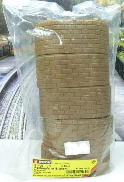 H0 gauge Bridge Pier elements 30mm h x32x75mm oval (set of 5) H0.1-87.HO 5/Noch.21400