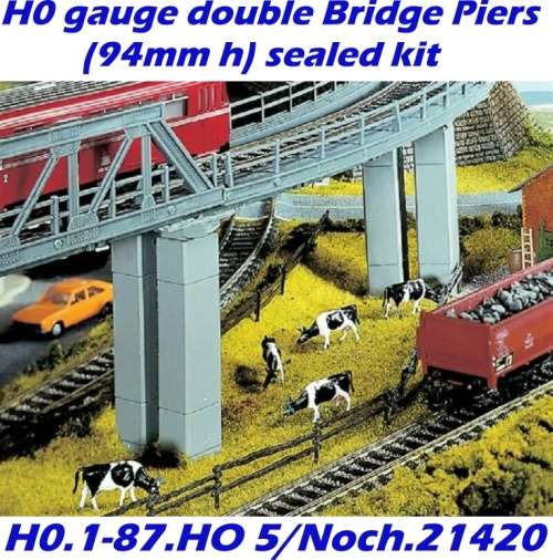 HO gauge Double Bridge Piers (94mm h) sealed building kit H0.1-87.HO 5/Noch.21420