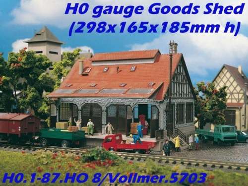 H0 gauge Goods Shed (298x165x185mm h) building kit, H0.1-87.HO 8/Vollmer.5703
