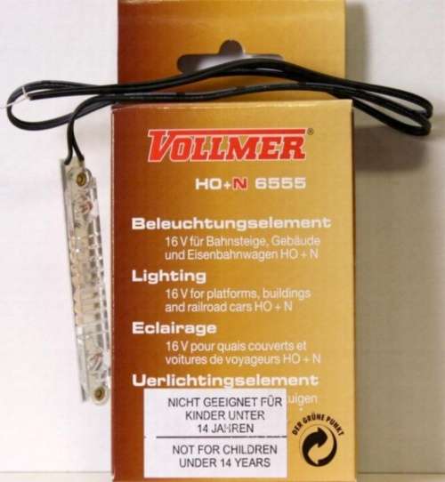 H0 gauge  60mm internal electric lighting element 16V/60mm H0.1-87.HO 5/Vollmer.6555