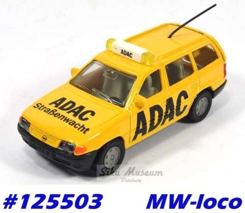 Opel Astra Caravan 1997 yellow ADAC Breakdown Assistance 1/55 Siku NEWinBlister #125503 MW-loco