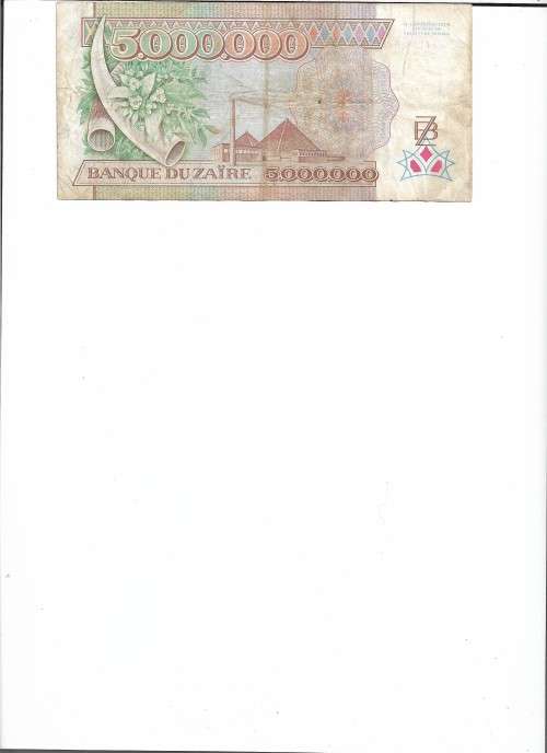 ZAIRE Z5,000,000.00 1992 Banknote