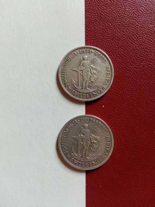South African One Shilling Silver Coins - 1932 and 1934