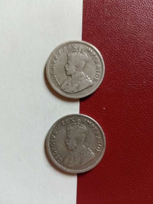 South African One Shilling Silver Coins - 1932 and 1934