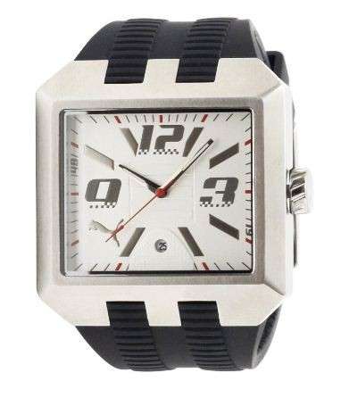 PUMA Men's PU910591004 Visor 3-Hand-Date Black Dial Watch