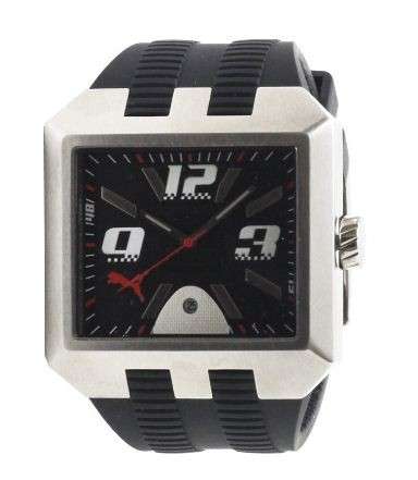 PUMA Men's PU910591003 Visor 3-Hand-Date Black Dial Watch