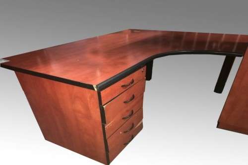 Cherry-wood L-Shape Desk with Drawers