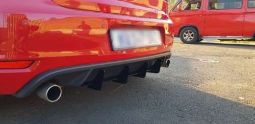 PLASTIC REAR BUMPER DIFFUSER (ADD-ON 4 PIN) (VW GOLF 6 / 7 / 7.5 GTI / R)