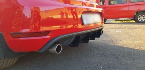 PLASTIC REAR BUMPER DIFFUSER (ADD-ON 4 PIN) (VW GOLF 6 / 7 / 7.5 GTI / R)