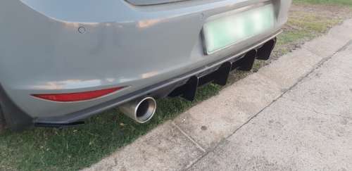 PLASTIC REAR BUMPER DIFFUSER (ADD-ON 4 PIN) (VW GOLF 6 / 7 / 7.5 GTI / R)