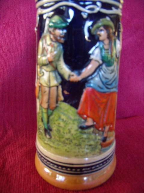 German Decorative Beer Tankard/Mug with Meal Lid