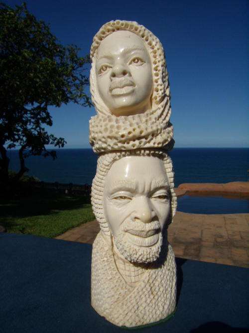 Ivory Hand Carved Ethnic Work of Art - 25cm Tall x 25cm Around Sculpture - REDUCED by R600.00