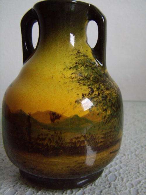 Hand Painted German Vase - Back Stamped Majolika, Schramberg No. 58 Excellent Condition