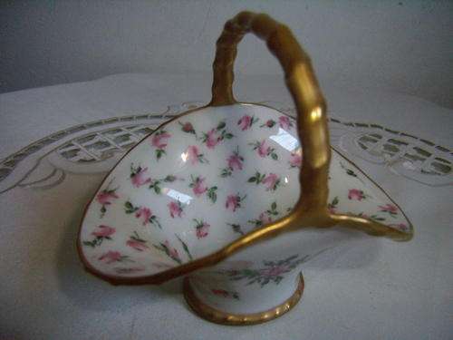 Marked D & Q France Signed Beckers Montreux Rose Bud Basket