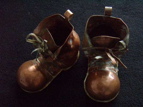 Copper Pair of Shoes - Even the laces are copper...very cute. HAND MADE