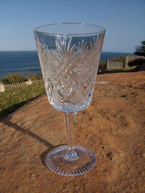 Crystal Red Wine Glasses  Rock Royal Stamped Trade mark - Excellent Cond. Bride & Groom Glasses