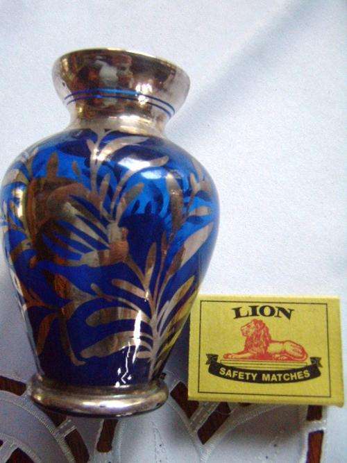 Venetian with Actual Siverl Overlay Blue Glass Vase - Could it come from Murano??