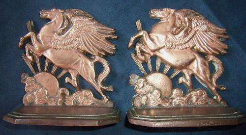 Bronze Pegasus Book Ends, stamped  HERSHEY Derby, Solid with beautiful patina detail. Crazy R1.00