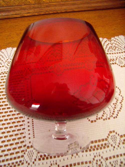 Italian Hand Blown Red Balloon Vase 49cm Diameter, 16cm High - Lovely Condition