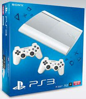 Sony PlayStation 3 Slim 12GB White , 2 CONTROLLERS +ONE GAME AND BLUE RAY DISC. BRAND NEW SEALED