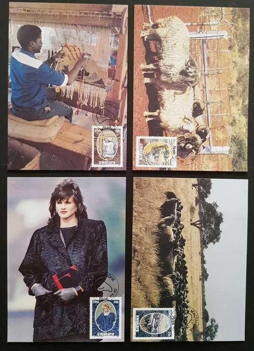 Sout West Africa, set of 4 maxi cards, Karakul wool industry, 1986