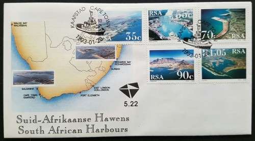 South Africa First Day Cover depicting the harbours, 1993