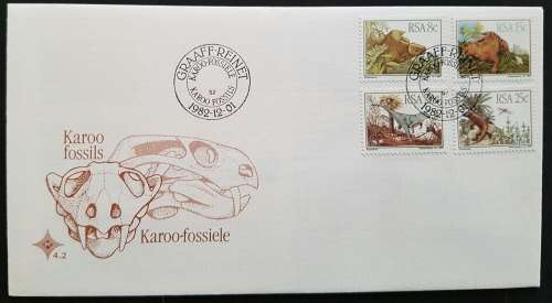 South Africa First Day Cover depicting Karoo fossils