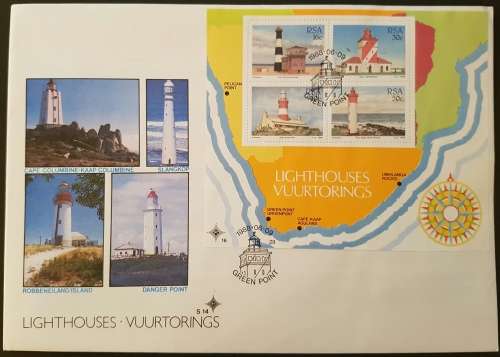 FDC from South Africa, Lighthouses, 1988